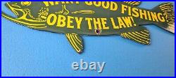 Vintage Paw Paw Bait Sign Obey the Law Fishing Sign Gas Service Pump Sign