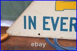 Vintage Pay Phone Telephone Booth Double Sided Metal Sign USA Antique RARE
