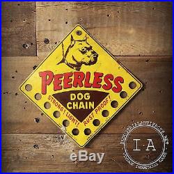 Vintage Peerless Dog Chains Tin Advertising Sign Store Display