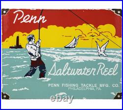 Vintage Penn Reels Porcelain Sign Fly Fishing Rod Tackle Yo Zuri Rapala Gas Oil Vintage Penn Reels Porcelain Sign Fly Fishing Rod Tackle Yo Zuri Rapala Gas Oil