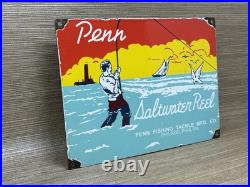 Vintage Penn Reels Porcelain Sign Fly Fishing Rod Tackle Yo Zuri Rapala Gas Oil Vintage Penn Reels Porcelain Sign Fly Fishing Rod Tackle Yo Zuri Rapala Gas Oil