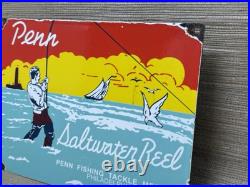 Vintage Penn Reels Porcelain Sign Fly Fishing Rod Tackle Yo Zuri Rapala Gas Oil Vintage Penn Reels Porcelain Sign Fly Fishing Rod Tackle Yo Zuri Rapala Gas Oil