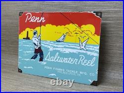 Vintage Penn Reels Porcelain Sign Fly Fishing Rod Tackle Yo Zuri Rapala Gas Oil Vintage Penn Reels Porcelain Sign Fly Fishing Rod Tackle Yo Zuri Rapala Gas Oil