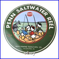 Vintage Penn Sign Fishing Reels Porcelain Tackle Saltwater Sign