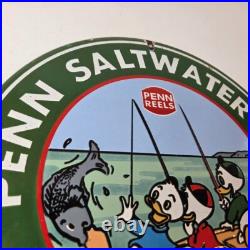 Vintage Penn Sign Fishing Reels Porcelain Tackle Saltwater Sign