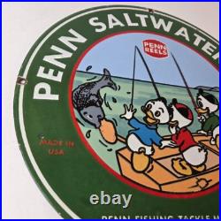 Vintage Penn Sign Fishing Reels Porcelain Tackle Saltwater Sign