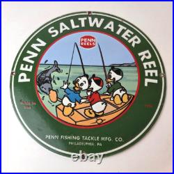 Vintage Penn Sign Fishing Reels Porcelain Tackle Saltwater Sign