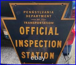 Vintage Pennsylvania Official Inspection Station Double Sided Sign