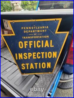 Vintage Pennsylvania Official Inspection Station Double Sided Sign