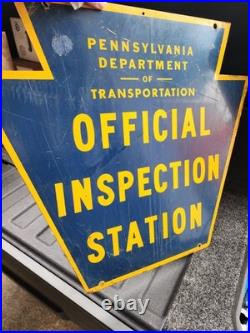 Vintage Pennsylvania Official Inspection Station Double Sided Sign