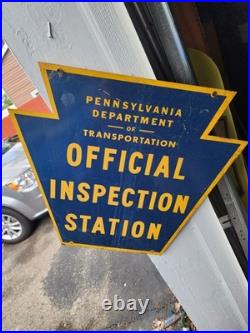 Vintage Pennsylvania Official Inspection Station Double Sided Sign