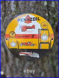 Vintage Pennzoil Gasoline Porcelain Sign Sound Your Z 10 Inch