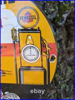 Vintage Pennzoil Gasoline Porcelain Sign Sound Your Z 10 Inch