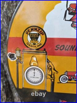 Vintage Pennzoil Gasoline Porcelain Sign Sound Your Z 10 Inch