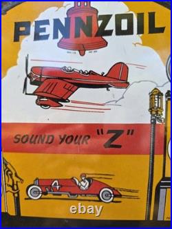 Vintage Pennzoil Gasoline Porcelain Sign Sound Your Z 10 Inch