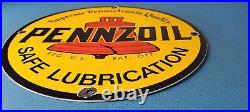 Vintage Pennzoil Sign Lubrication Gas Service Station Pump Porcelain Sign
