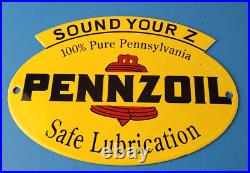 Vintage Pennzoil Sign Safe Lubrication Gas Service Station Pump Porcelain Sign