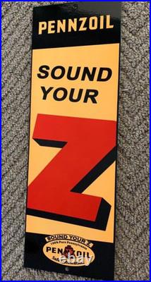 Vintage Pennzoil Sound Your Z Motor Oil Enamel Metal Gasoline Advertising Sign