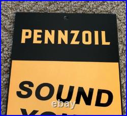Vintage Pennzoil Sound Your Z Motor Oil Enamel Metal Gasoline Advertising Sign