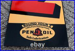 Vintage Pennzoil Sound Your Z Motor Oil Enamel Metal Gasoline Advertising Sign