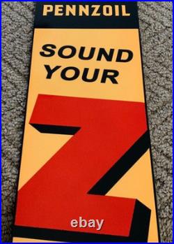 Vintage Pennzoil Sound Your Z Motor Oil Enamel Metal Gasoline Advertising Sign