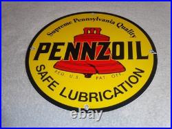 Vintage Pennzoil Supreme Pennsylvania Lubrication Gas & Oil Porcelain Metal Sign