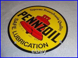 Vintage Pennzoil Supreme Pennsylvania Lubrication Gas & Oil Porcelain Metal Sign
