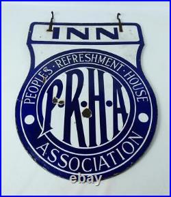 Vintage Peoples Refreshment House Association Inn double sided enamel sign c1930