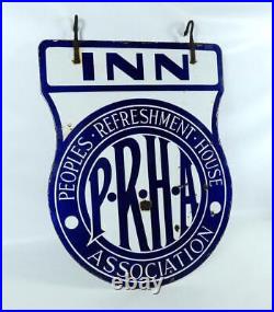 Vintage Peoples Refreshment House Association Inn double sided enamel sign c1930