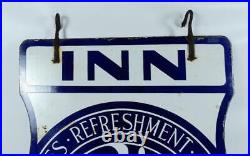 Vintage Peoples Refreshment House Association Inn double sided enamel sign c1930