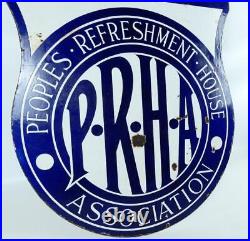 Vintage Peoples Refreshment House Association Inn double sided enamel sign c1930