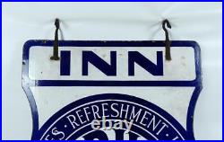 Vintage Peoples Refreshment House Association Inn double sided enamel sign c1930