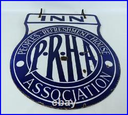 Vintage Peoples Refreshment House Association Inn double sided enamel sign c1930