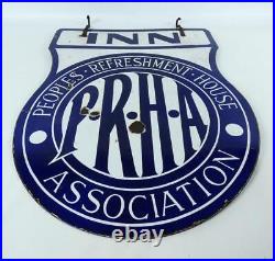 Vintage Peoples Refreshment House Association Inn double sided enamel sign c1930