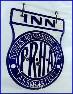 Vintage Peoples Refreshment House Association Inn double sided enamel sign c1930