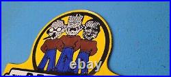 Vintage Pep Boys Porcelain Manny Moe Gas Service Station License Ad Topper Sign