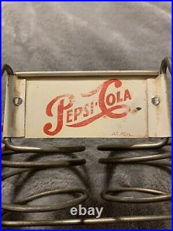 Vintage Pepsi-Cola Advertising Sign Grocery Cart 2 Soda Bottle Carrier 1950s