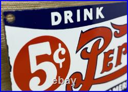 Vintage Pepsi Cola Porcelain Sign Gas Station Bottle Coke Coca Dew A & W Oil