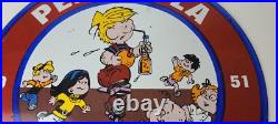 Vintage Pepsi Cola Sign Beverage Dennis the Menace Porcelain Gas Pump Sign