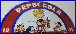 Vintage Pepsi Cola Sign Beverage Dennis the Menace Porcelain Gas Pump Sign