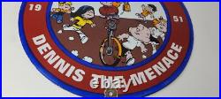 Vintage Pepsi Cola Sign Beverage Dennis the Menace Porcelain Gas Pump Sign