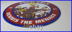 Vintage Pepsi Cola Sign Beverage Dennis the Menace Porcelain Gas Pump Sign