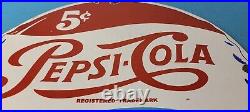 Vintage Pepsi Porcelain Bottles 5 Cents Beverage Drink Cola Gas Service Sign
