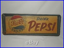 Vintage Pepsi-cola Drink Pepsi Embossed Tin Metal Advertising Sign (24 X 9)