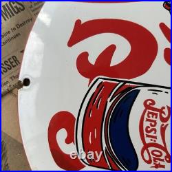 Vintage Pepsi-cola Soda Beverage Drink 12 Inch Convex Porcelain Enamel Sign
