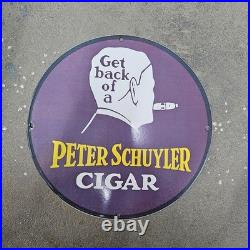 Vintage Peter Cigar Old Us Gasoline Oil Gas Pump Enamel Porcelain Sign