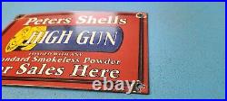 Vintage Peters Porcelain Sporting Ammunition Shot Gun Shell Rifle Gas Pump Sign