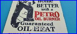Vintage Petro Oil Burner Porcelain Emerson Heaters Gas Service Station Pump Sign