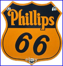 Vintage Phillips 66 Gasoline Porcelain Sign Dealership Gas Station Motor Oil