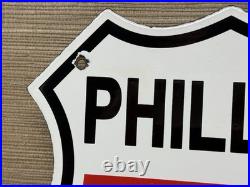 Vintage Phillips 66 Gasoline Porcelain Sign Dealership Gas Station Motor Oil